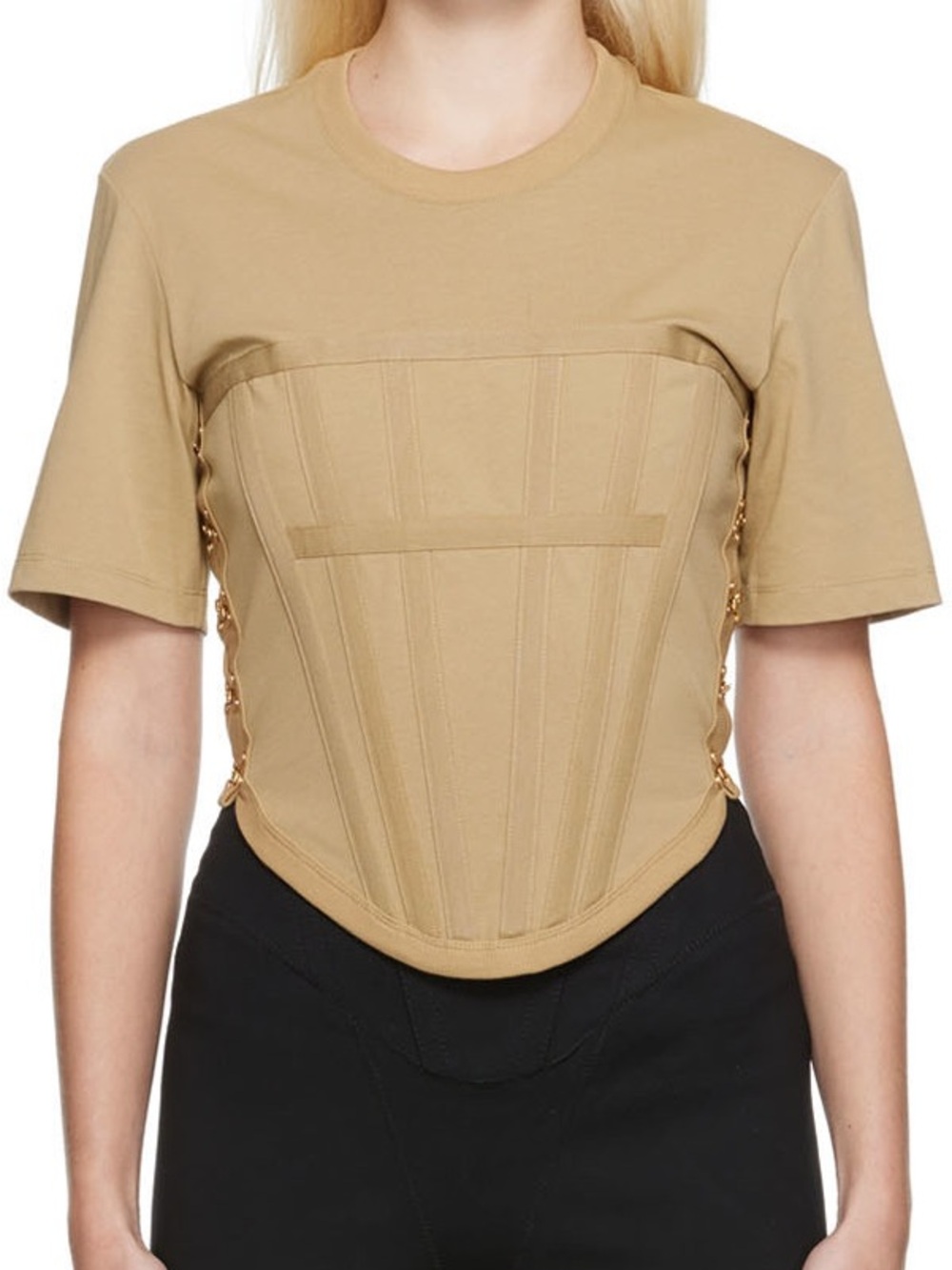 NWT Dion Lee Corset Style T-Shirt Camel Organic Cotton Medium